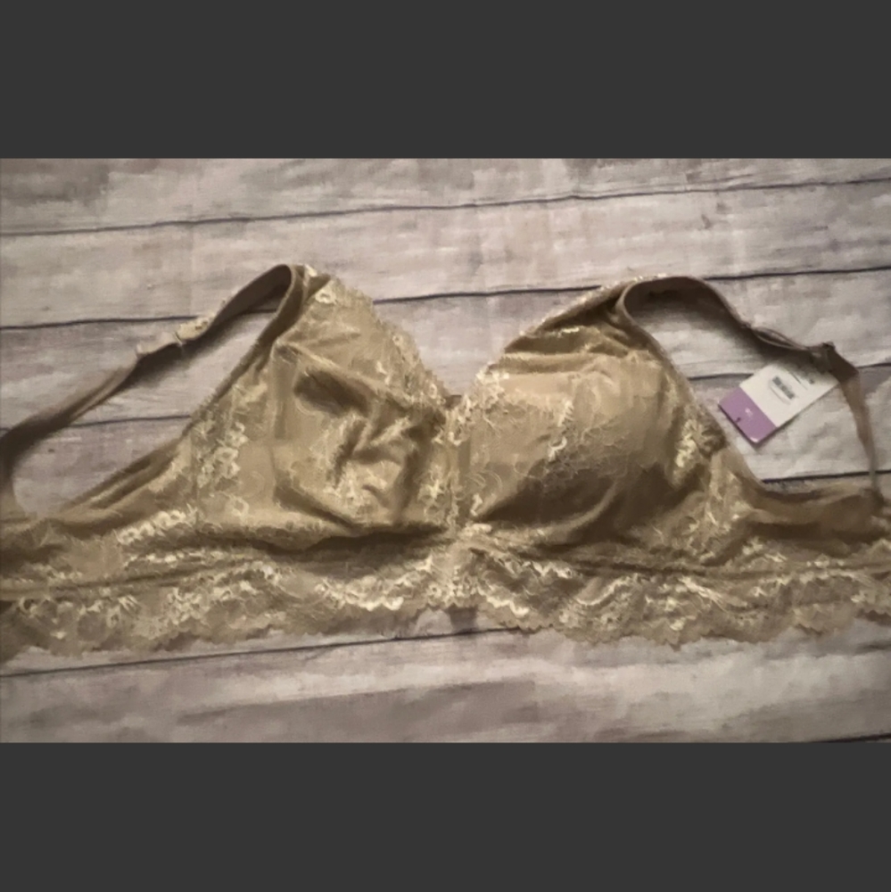 Womens Tan Beige Secret Treasures Full Figure Lace Bralette Bra Size 1X NWT